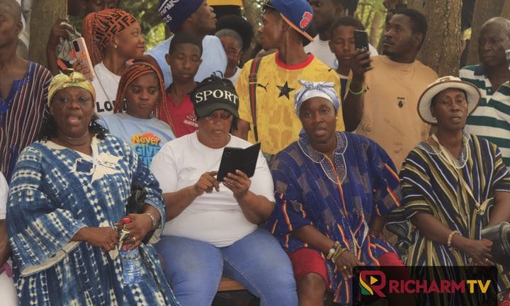 Community members gathered outdoors during the Manya Jorpanya Ngmayem Festival.