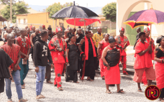 Chiefs and residents of Manya Jorpanya gather during the Ngmayem Festival celebration