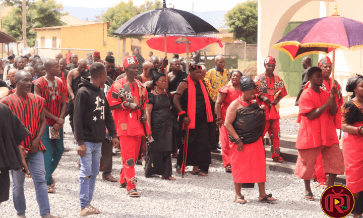 Chiefs and residents of Manya Jorpanya gather during the Ngmayem Festival celebration