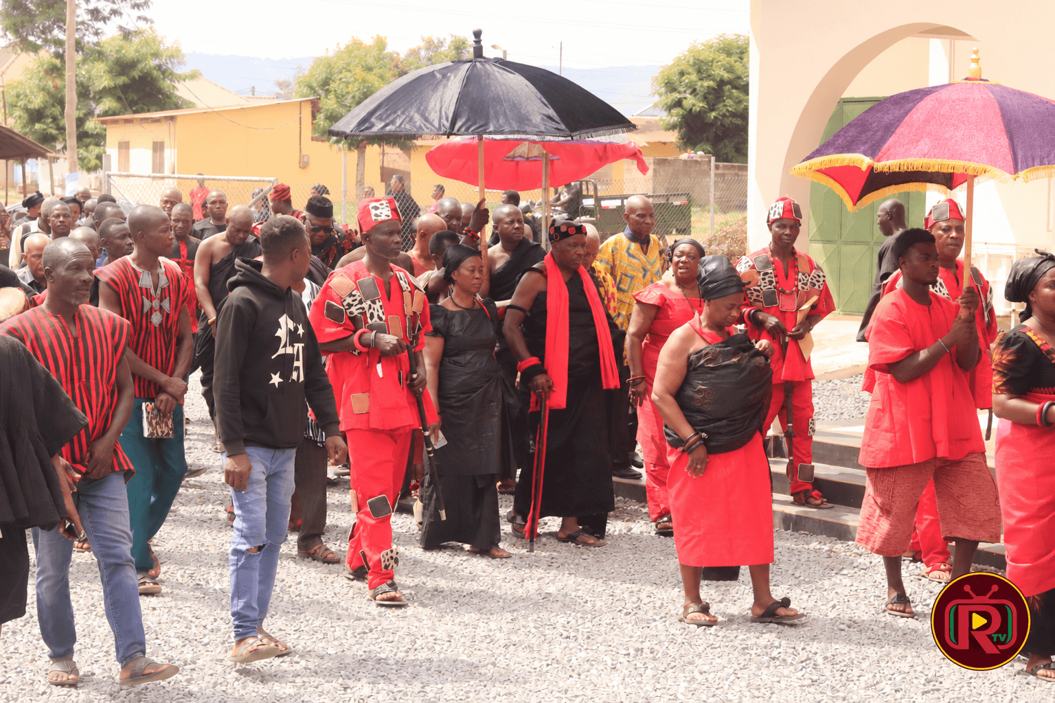 Chiefs and residents of Manya Jorpanya gather during the Ngmayem Festival celebration